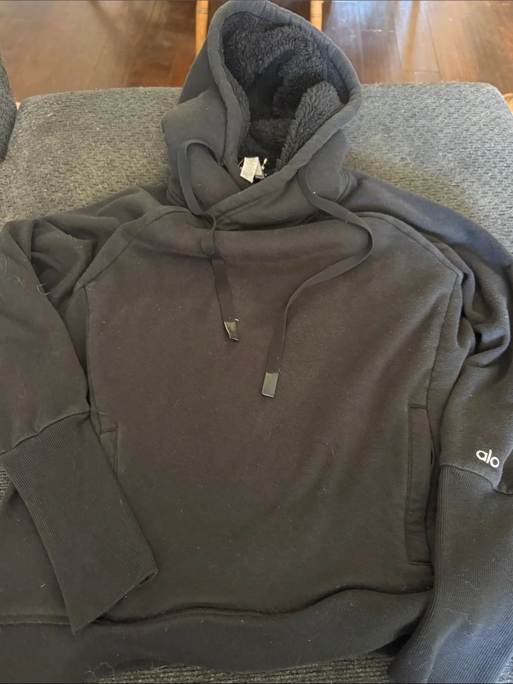 ALO Yoga Black Sherpa-Lined Women’s Hoodie